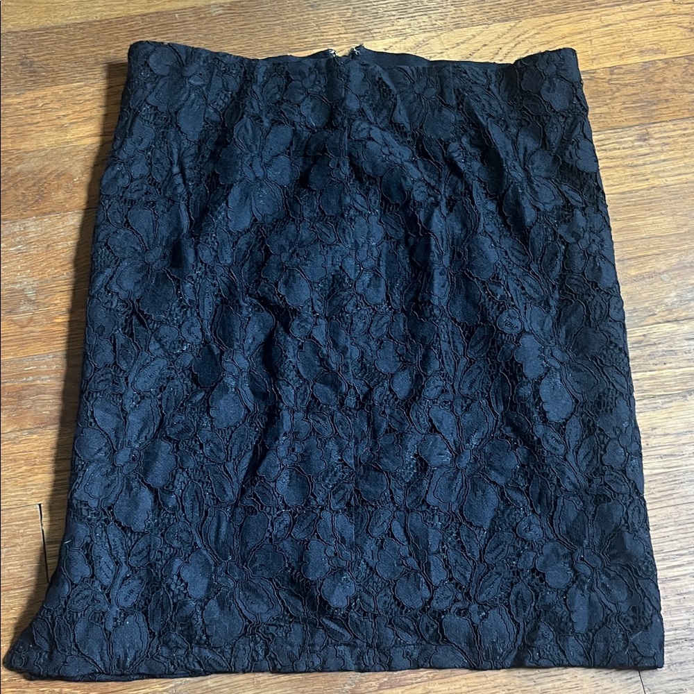 Chaps Black Floral Lace Mini Skirt